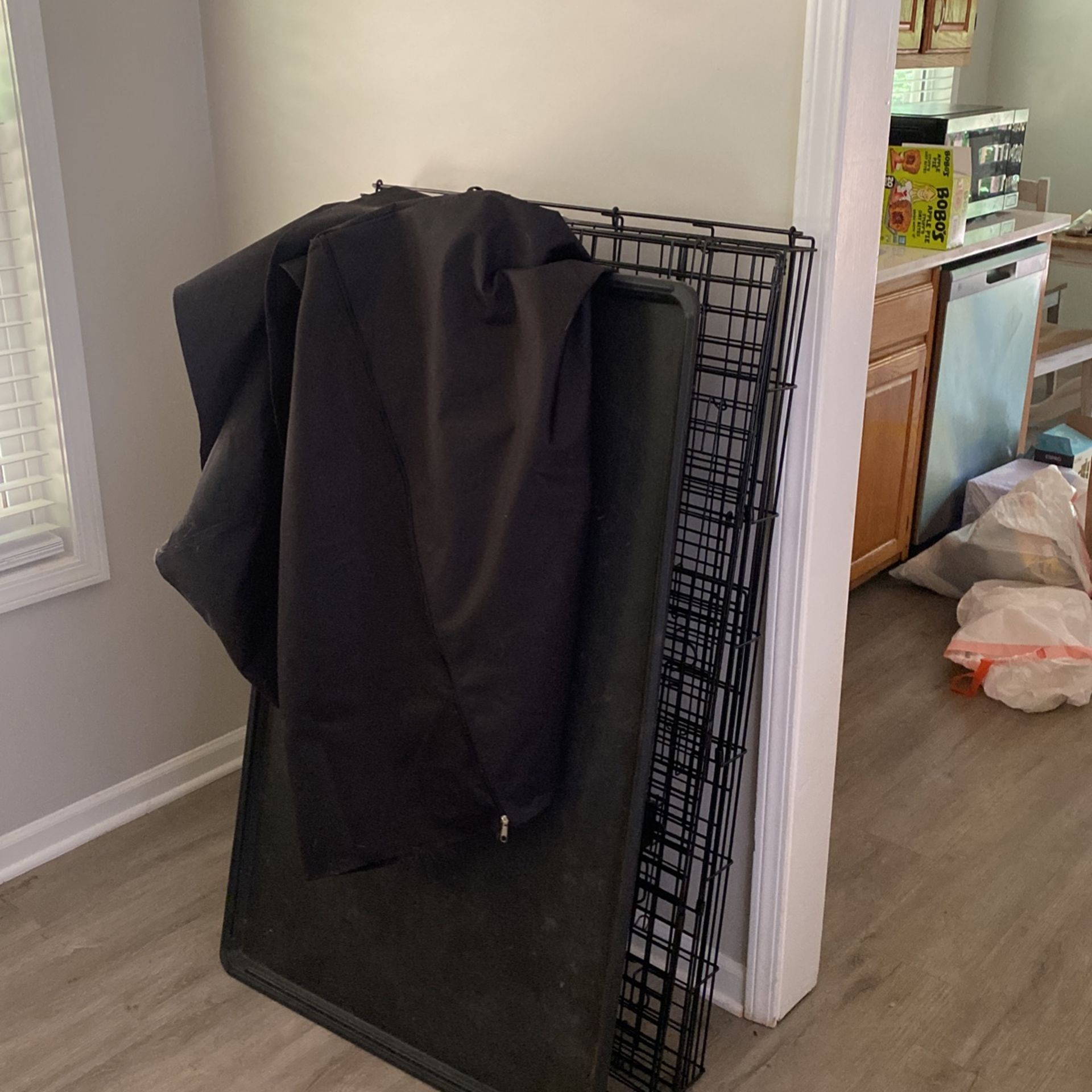 Large Dog Kennel Crate Cage w/ Tray + Full Canvas Zipper Cover