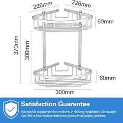 Bathroom Shelf, AdhesiveCorner Shower Caddy, Aluminum Rustproof, No Drilling - 2 Tiers