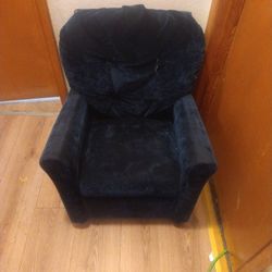 Vintage Toddler Blue Kids Reclining Chair Velvet