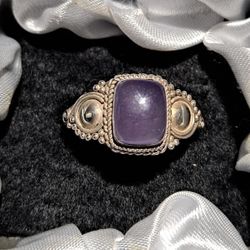 Purple Jade Ring in Sterling Silver (Size 9)