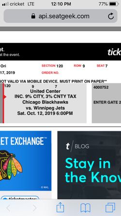 Blackhawks tickets