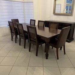 Pottery Barn Dining Table with 8 Chairs and Matching Console Table