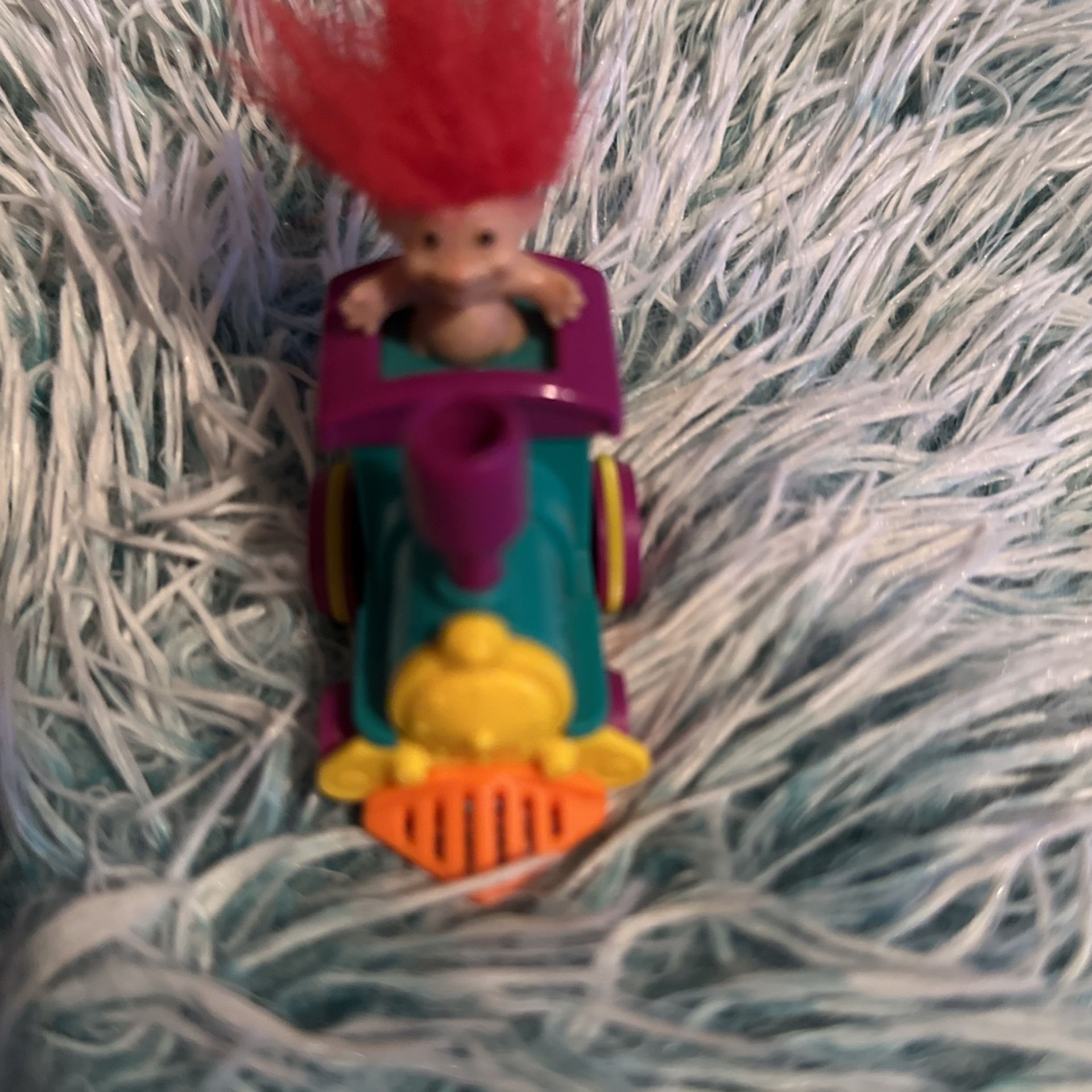 Troll Doll 2" Tall Russ Push Pull Trolls on the Go Train Red Hair