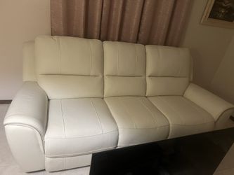 White leather sofa side reclining-Cindy Crawford