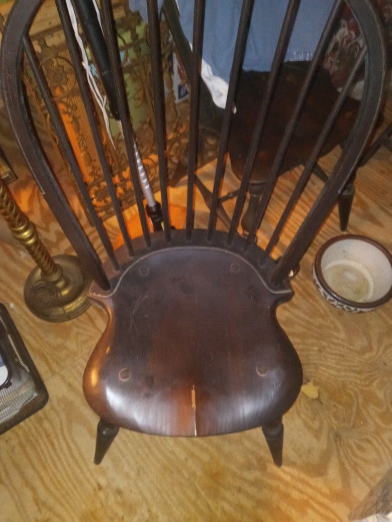 Solid Wooden Chair . Hand Stained. Have 2 Of Them Exactly A Like.