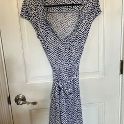 The Limited navy blue and white wrap around dress