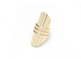 14k GOLD PLTD UNIQUE DIFFERENT TRENDY STYLISH LONG RING SIZE 6