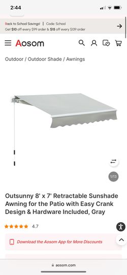 Outsunny 8' x 7' Retractable Sunshade Awning for the Patio with Easy Crank Design & Hardware Included, Gray