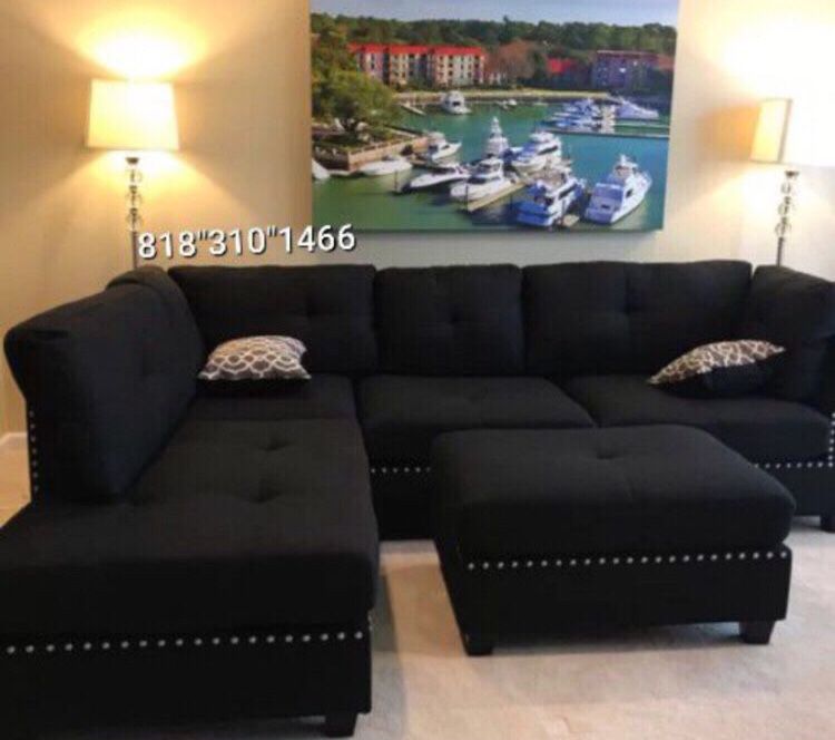 Black Sectional Sofa With Ottoman Brand New