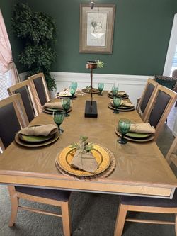 Heavy, Heavy, Heavy, Tan, Wood Table, Trimmed in Gray