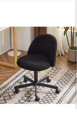 Black Boucle Office Chair with Wheels – Vanity Desk Chair