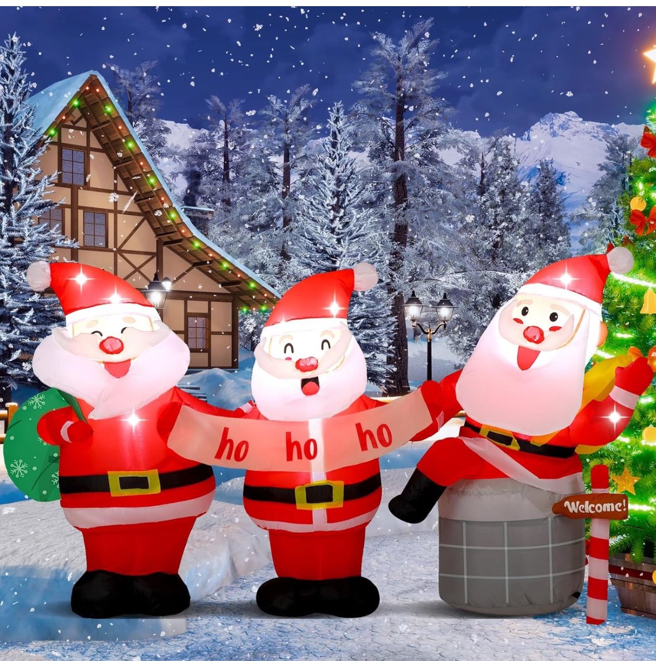 7 ft Long Merry Christmas Inflatables Lighted Santa Claus Christmas Outdoor Decorations Christmas Blow up Yard Decorations Built in LED Lights for Xma
