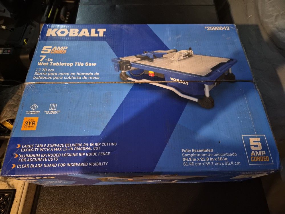 Kobalt 5-Amp 7-inch Wet Tabletop Tile Saw -BRAND NEW 