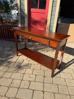 Cherry Wood Console Table with Drawer