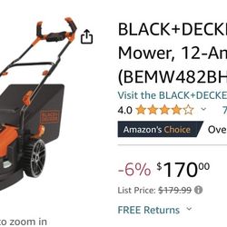 BLACK+DECKER Electric Lawn Mower, 12-Amp, 17-Inch 