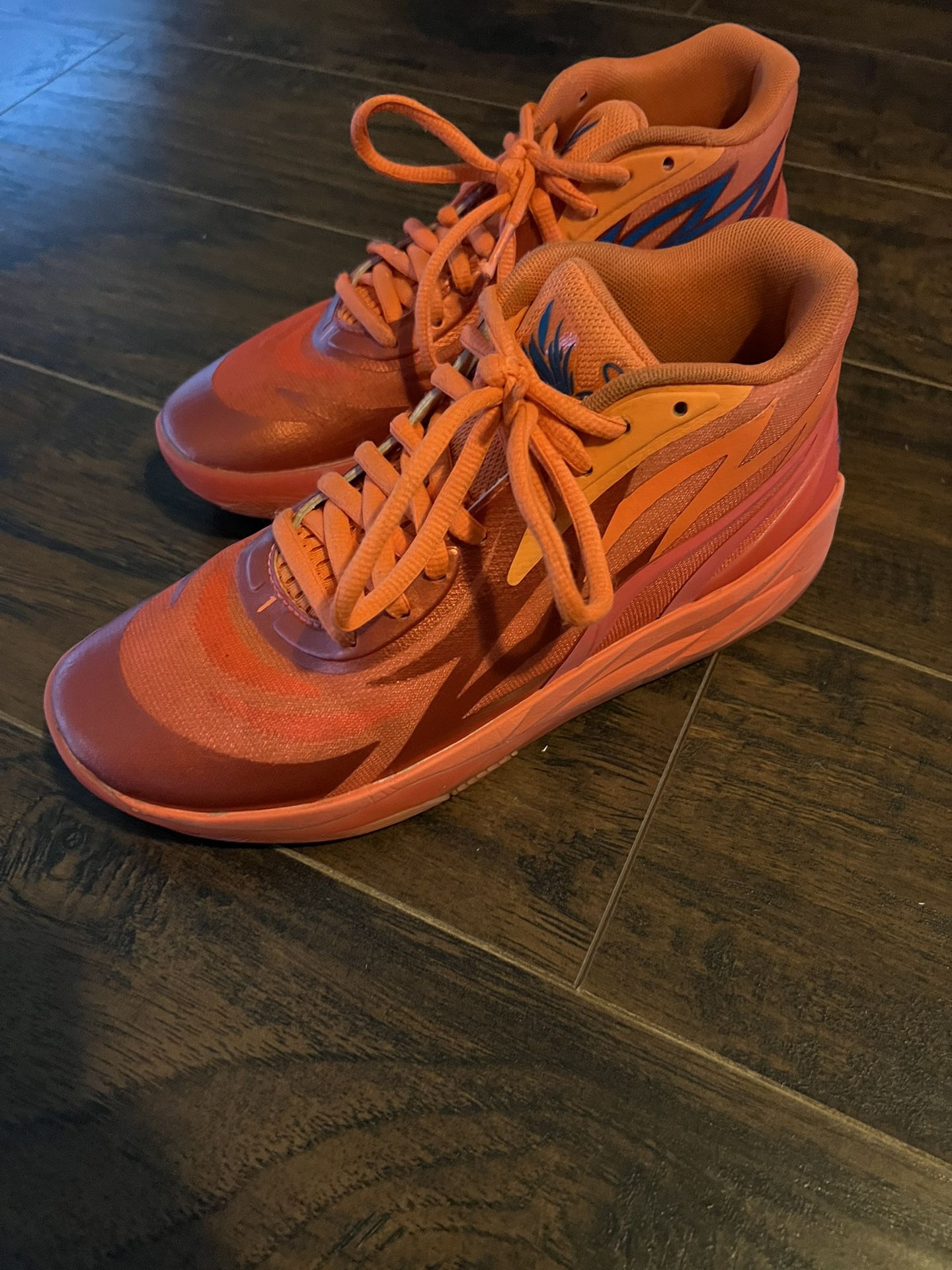 Boys Orange Puma Melos Basketball Shoes 