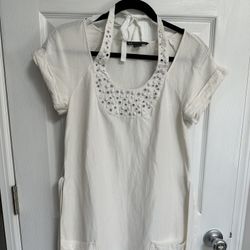 Armani Exchange linen silk white dress