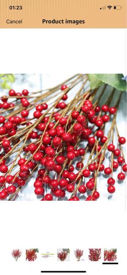 Artificial Red Berry Stems Bundle