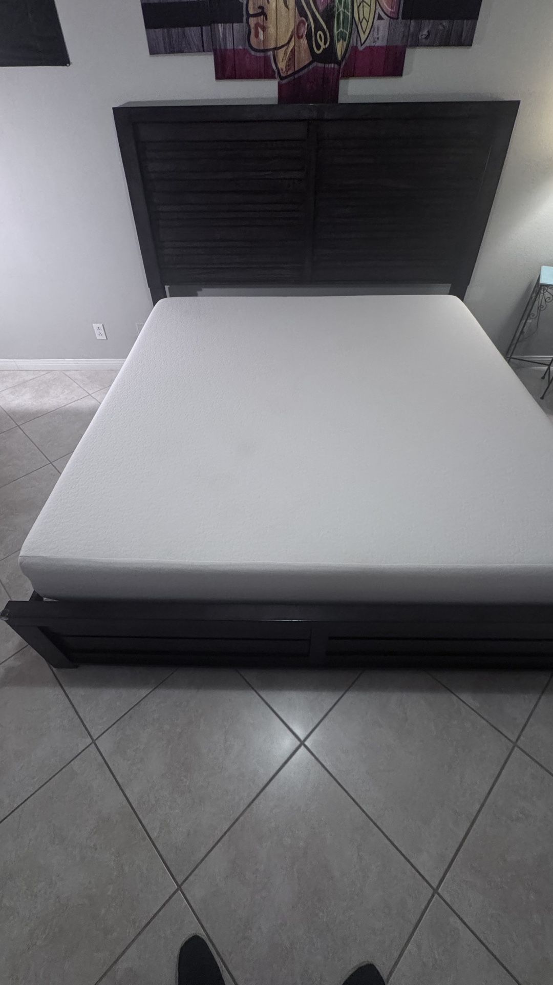 King Bed Frame, Foldable Box springs & Mattress