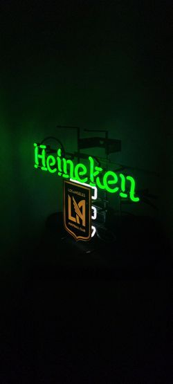 HEINEKEN LAFC ⚽ NEON SIGN . ( ALSO PLENTY OF NEON SIGNS / LIGHTS AVAILABLE FOR SALE )DODGERS & ANGELS BOBBLEHEADS AVAILABLE. TAP HANDLES