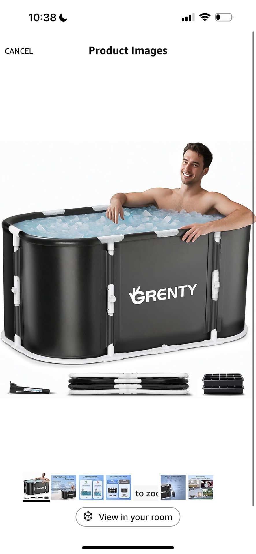 Foldable Portable Ice Bath Tub for Athletes, XXL 130 GAL Ultra Large Cold Plunge Tub with Floating Thermometer, Recovery and Therapy Cold Hot Baths Tu