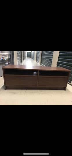 Wooden TV stand with two storage drawers