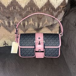 MK Black And Pink Leather Satchel