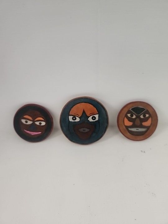 Set Of 6 Leather Faces