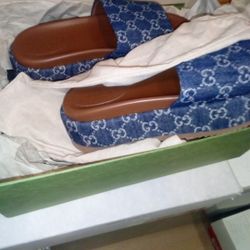Gucci Denim Monogram Sandals