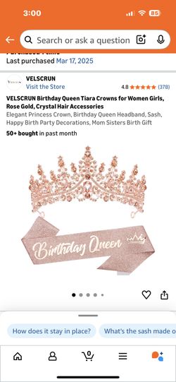 Rose Gold Birthday Tiara And Sash