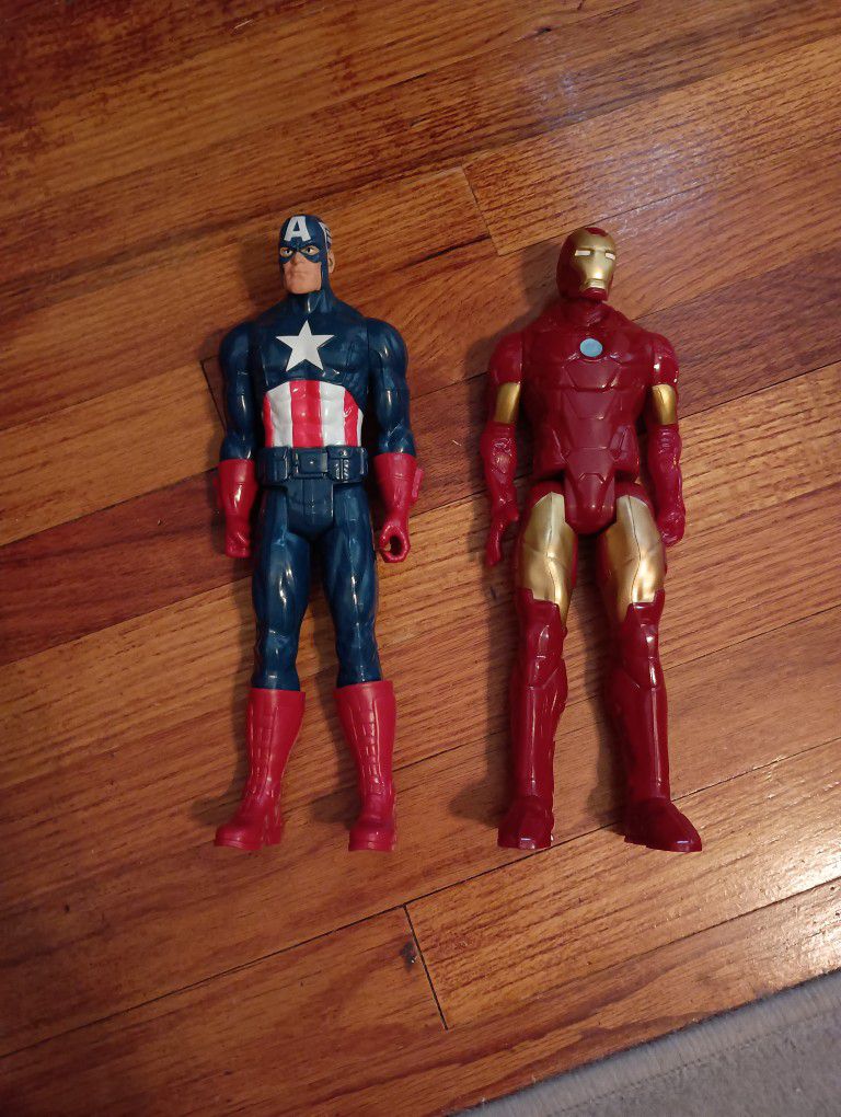 Set of 2 Marvel Superhero Action Figures Captain America & Ironman