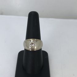 Men’s 14k White Gold Gypsy Style Diamond Ring Size 8