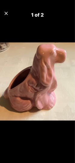 Vintage Shawnee Pink Ceramic Dog Planter