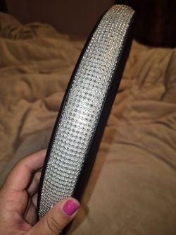 Rhinestone bling silver steering wheel cover