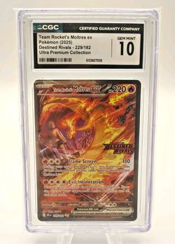 Team Rocket's Moltres ex 229/182 Sv10: Destined Rivals Holo CGC 10 STAMPED