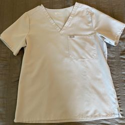 Figs Catarina One-Pocket Scrub Top in Cement 