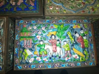 Antique/Vintage Chinese Brass Cloisonne Enameled Box From 1930 To 1950s