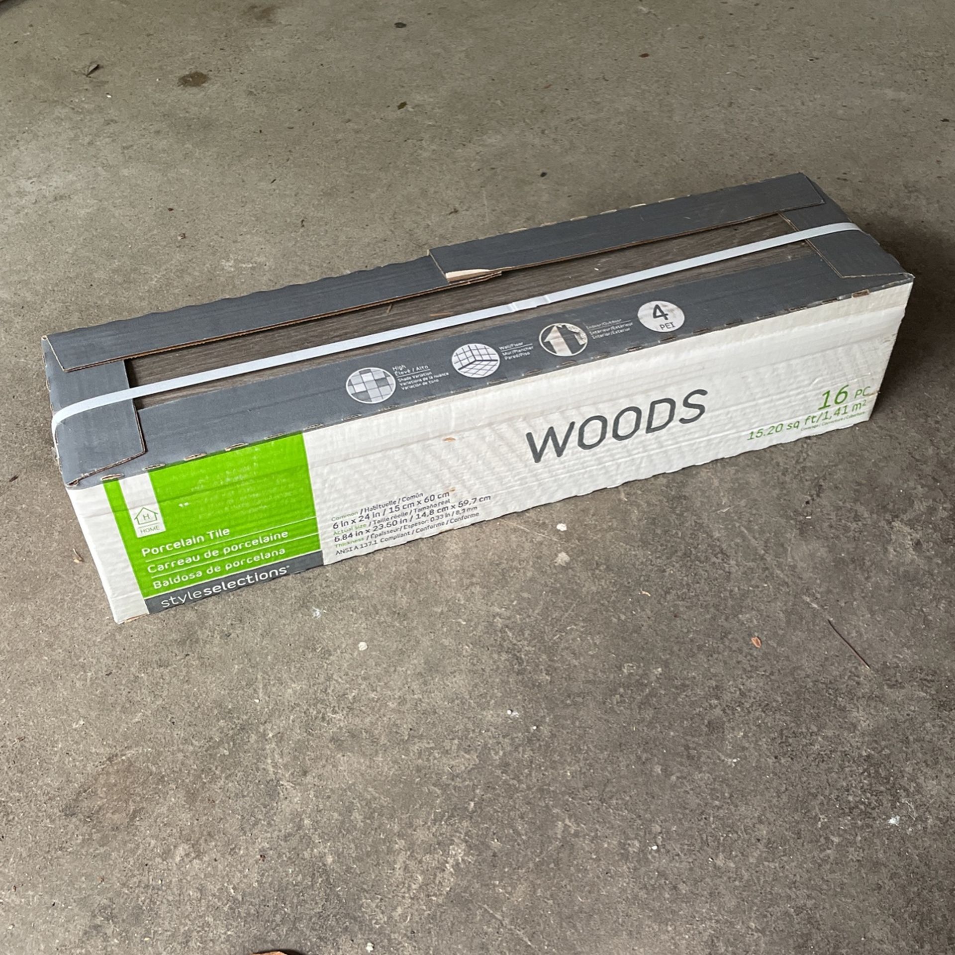 allen + roth Woods French Gray 6-in x 24-in Glazed Porcelain Wood Look Floor and Wall Tile