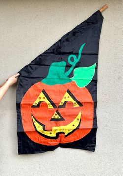 Vintage 90s Halloween Jack-O-Lantern Garden Flag