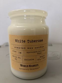 World Market White Tuberose Scented Candle