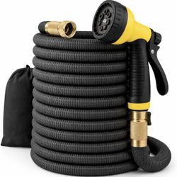 J&B XpandaHose 100ft Expandable Garden Hose – Ultra-Strong 3750D, 4-Layer Latex Core, Brass 3/4" Connectors, 10-Pattern Nozzle & Storage Bag – Lightwe
