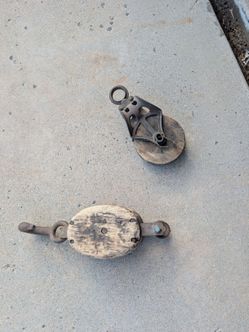 Old wooden pulleys