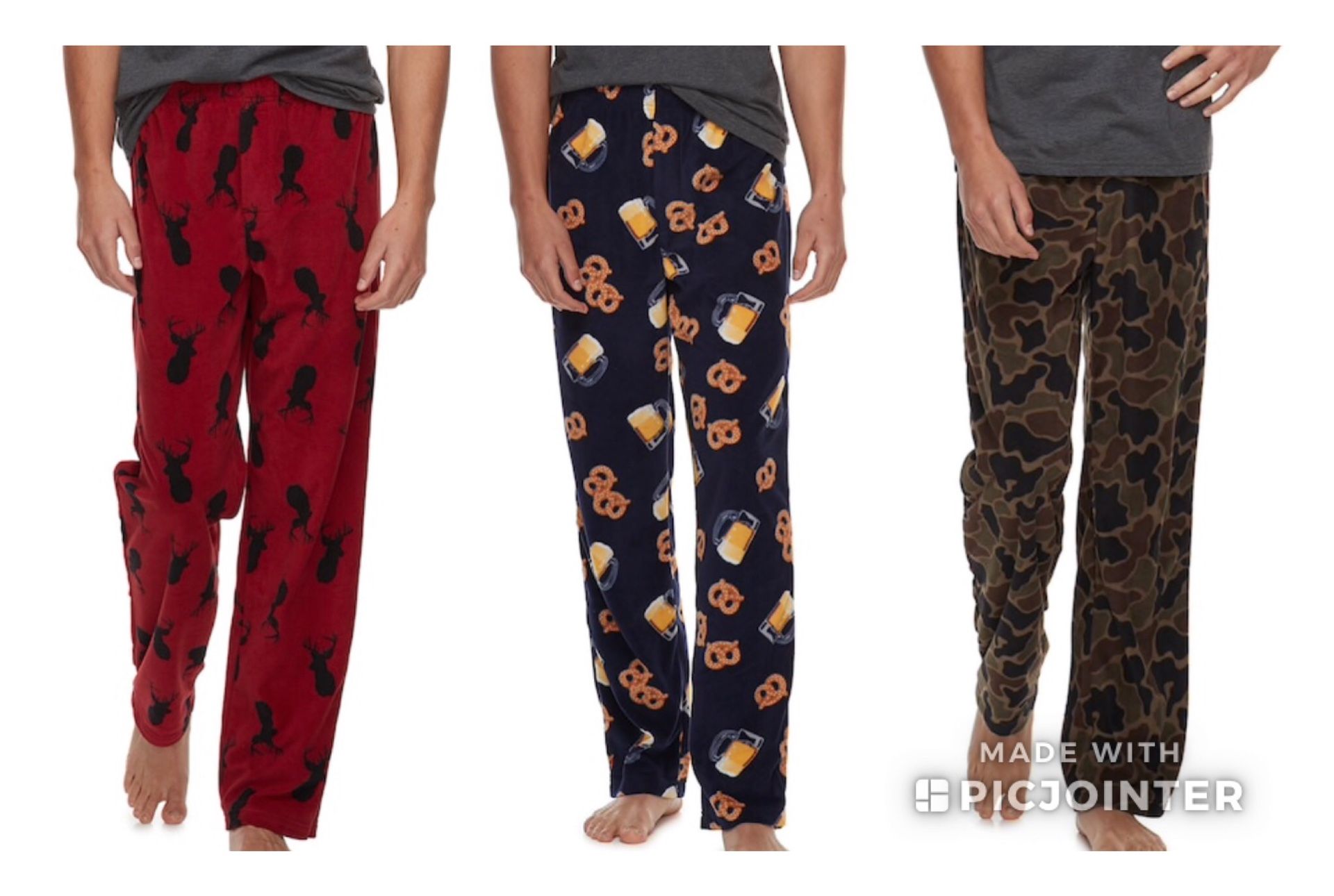 New Men’s Patterned Microfleece Pants Size M L XL