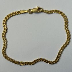 925 Silver bracelet 7.5” 3mm cuban chain 18k yellow gold plated Unisex