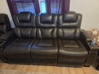 Leather reclining sofa