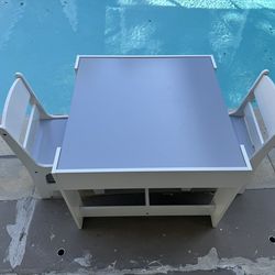 Kids Activity Table and Chairs Set with Storage and Bookshelf, Kids Art Table Set for Kid Room, Age 3-6