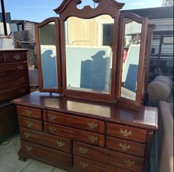 Old Cherrywood type bedroom furniture set from 80s