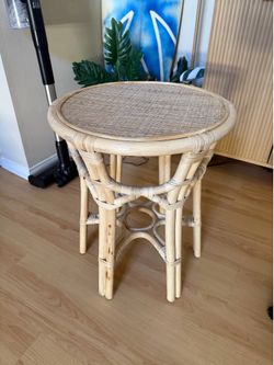 Rattan side table