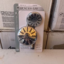 Glacier Bay 6-Spray 5 in. Dual Wall Mount Fixed and Handheld Shower Head 1.8 GPM in Chrome