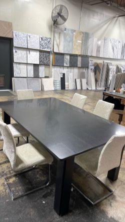 Black quartz top dining table